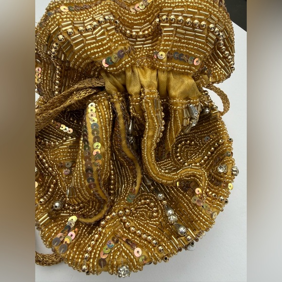 Hand Crafted Gold Beaded Clutch - Picture 3 of 13